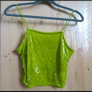 Green velvet shiny wild fable crop top with straps